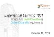 Experiential Learning 1001 - HKU Faculty of Social Sciences · 1. Experiential vs regular classroom learning; term-time vs summer term 2. Your interests, passions, & goals (careers?)