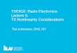 TSEK02: Radio Electronics Lecture 5: TX Nonlinearity … · TSEK02 Radio Electronics 2018/Ted Johansson Nonlinearity Issues 2 • Definition (2.1.2) • Modeling Nonlinearities •