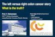 The left versus right colon cancer story What is the truth? · 2018. 7. 9. · LSP: HR 0.88. RSP: HR 0.50. FOLFOXIRI + Bev. FOLFIRI + Bev. RSP: FOLFOXIRI plus bevacizumab may be regarded