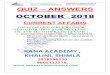 contact no. 7018596250, 9805332278 QUIZ – ANSWERS …...Oct 05, 2019  · women in tea gardens? a) Arunachal Pradesh b) Assam c) Himachal Pradesh d) Meghalaya 9. When is International