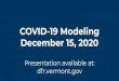 COVID-19 Modeling December 15, 2020...Elderwood at Burlington, Burlington 116 +25 Rutland Health & Rehab, Rutland 66 +3 Saint Albans Healthcare & Rehab Center, Saint Albans 63 +27