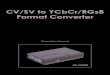 CV/SV to YCbCr/RGsB Format ConverterRGB/YCbCr Switch: Color space selected is through dip switcher. 1 VIDEO to YCbCr/RGsB INPUT SELECT RGsB YCbCr OUTPUT YCbCr /RGsB DC 5V In INPUT
