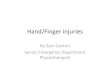 Hand/Finger injuries - WordPress.com · 2019. 8. 22. · Mallet Finger • bony vs soft tissue (Extensor Digitorum Communis tendon rupture or avulsion) • Hyperflexion injury (often