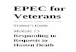 EPEC for Veterans · 2020. 2. 18. · EPEC for Veterans, 2011 Module 13 Trainer’s Notes Page M13-T2 Presentation 40 minutes Summary 2-3 minutes Total 49-53 minutes 3. Number of