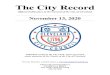 The City Record...2020/11/13  · PATRICIA J. BRITT City Clerk, Clerk of Council 216 City Hall November 13, 2020 November 13, 2020 The City Record Table of Contents Table of Contents