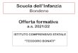 Offerta formativa · 2021. 1. 6. · Scuola dell’Infanzia Bondeno Offerta formativa a.s. 2021/22 ISTITUTO COMPRENSIVO STATALE “TEODORO BONATI”