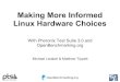 MAKING MORE INFORMED LINUX HARDWARE CHOICES...Michael Larabel & Matthew Tippett Evolution Of Linux Hardware Support Linux hardware support has improved a lot over the years. Most hardware