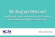 Writing on Demand - Ragan Communications · 2018. 5. 2. · Writing on Demand Breakthrough creative processes to inspire, transform and accelerate your digital communications @MaryOlivieriECD