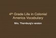 4th Grade Life in Colonial America Vocabulary4thgradenorthside.weebly.com/uploads/8/5/3/7/85376520/... · 2018. 9. 4. · Vocabulary Terms in 4th Grade Social Studies: Colonization