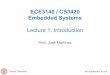 ECE3140 / CS3420 Embedded Systems · ECE 3140 / CS 3420 –Embedded Systems, Spring 2019. Unauthorized distribution prohibited. L1 –Introduction 18 Labs §Six labs: 5 fixed assignments