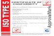 TM CERTIFICATE OF CONFORMITY ISO TYPE 5 · ISO Type 5 Certificate of Conformity Evaluated to: AS/NZS 4130:2009 – Polyethylene (PE) pipes for pressure applications Model ID MODEL