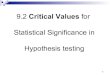 9.2 Critical Values for Statistical Significance in Hypothesis testing rdecook/stat1010/notes/... · PDF file 2011. 11. 10. · Critical Values for Statistical Significance ! Significance