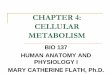CHAPTER 4: CELLULAR METABOLISM