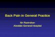 Back Pain in General Practice - Bradford VTS