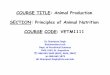 COURSE TITLE: Animal Production SECTION : Principles of 