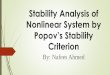 Stability Analysis of Nonlinear System by