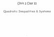 Unit 2 Day 11 Quadratic Inequalities & Systems