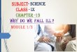 SUBJECT- SCIENCE CLASS - IX CHAPTER -13 WHY DO WE FALL ILL