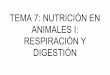 TEMA 7: NUTRICIÓN EN ANIMALES I: RESPIRACIÓN Y DIGESTIÓN