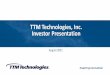 TTM Technologies, Inc. Investor Presentation