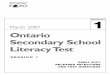 March 2007 Ontario Secondary School Literacy Test