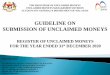 GUIDELINE ON SUBMISSION OF UNCLAIMED MONEYS