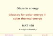 Glass in energy Glasses for solar energy II: solar thermal 