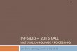 INF5820 – 2011 fall Natural Language Processing