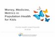 Money, Medicine, Metrics in Population Health for Kids