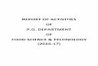 REPORT OF ACTIVITIES OF P.G. DEPARTMENT OF FOOD SCIENCE 