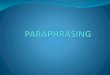 What is a Paraphrase