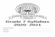 Grade 7 Syllabus 2020- 2021