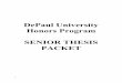 Honors Senior Thesis Packet - DePaul University
