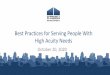 Best Practices for Serving People With High Acuity Needs