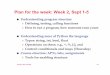 Plan for the week: Week 2, Sept 1-5
