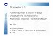 Observations 1: An Introduction to Water Vapour 