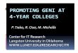 PROMOTING GENI AT 4 YEAR COLLEGES