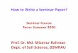 Prof. Dr. Md. Mizanur Rahman Dept. of Soil Science, BSMRAU