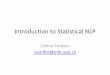 Introduction to Statistical NLP