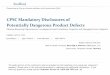 CPSC Mandatory Disclosures of Potentially Dangerous Product Defects