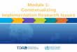 Module 1: Contextualizing Implementation Research Issues