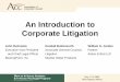An Introduction to Corporate Litigation - Settlement Perspectives