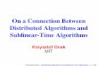 Distributed Algorithms and Sublinear-Time Algorithms