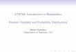 Introduction to Biostatistics 24pt Random Variables and Probability Distributions