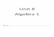 Unit 8 Algebra 1