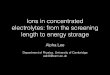 Ions in concentrated electrolytes: from the screening 