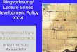 Ringvorlesung/ Lecture Series Development Policy XXVI