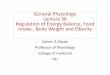 General Physiology Lecture 38 Regulation of Energy Balance 