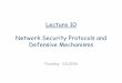 Lecture 10 Network Security Protocols and Defensive Mechanisms