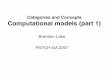 Categories and Concepts Computational models (part 1)